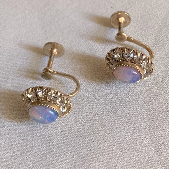 Vintage Gold Fill Opal Earrings - Picture 2 of 4